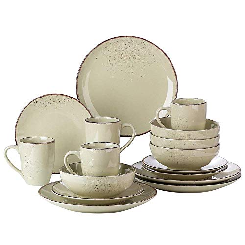 16 Piece Ceramic Stoneware Dinnerware Set, Premium Heavier Material