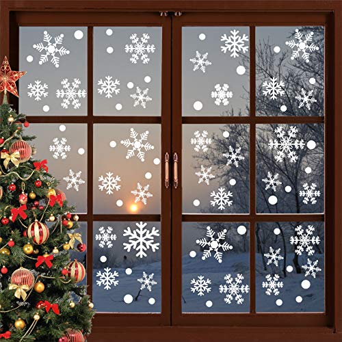 190PCS Christmas Snowflake Window Stickers Clings Decorations White ...