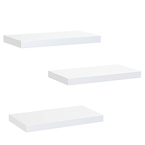Amada White Floating Shelves Invisible Wall Mounted 3 Sets, Modern Faux