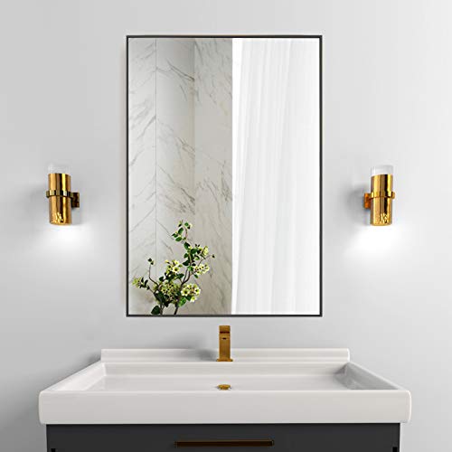 BEAUTYPEAK Wall Mirror 24" x 36" Rectangular Bathroom Mirror with Aluminium Metal Frame, Vanity
