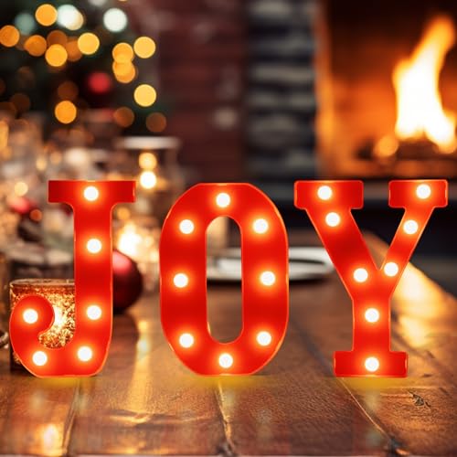 Christmas Decorations Indoor Home Decor 3 LED Marquee Light Up JOY