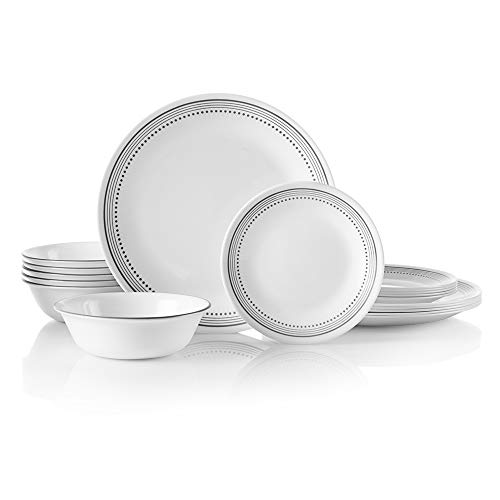 Corelle 18Piece Service for 6, Chip Resistant, Mystic Gray Dinnerware Set
