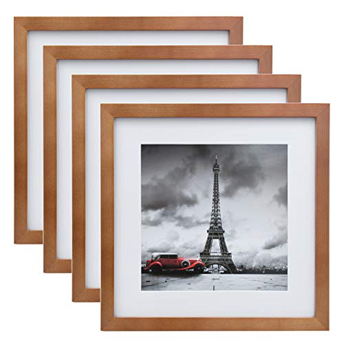 Egofine 11x11 Picture Frames 4 Pack, Display Pictures 8x8 with Mat or