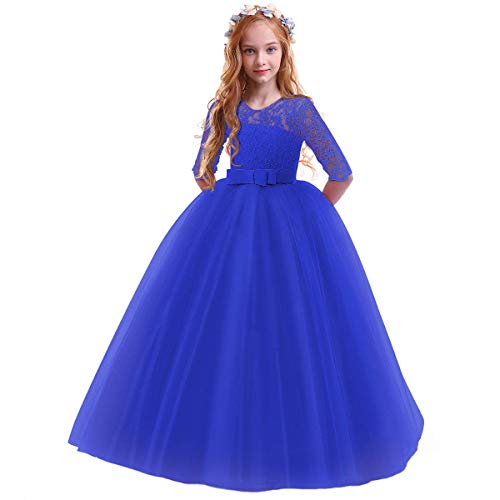 Flower Girls Pageant Ball Gowns Kids Chiffon Embroidered Tulle Wedding ...