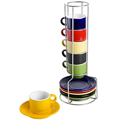Gibson Home Sensations Stackable Espresso Saucer Set, 13PC Cups Stand
