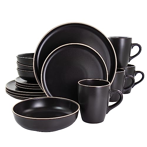 Gibson Serenade 16pc Dinnerware Set, Matte Black