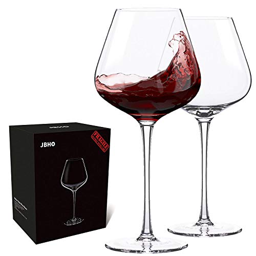 Hand Blown Italian Style Crystal Burgundy Wine Glasses LeadFree