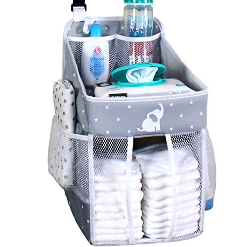 Hanging Diaper Caddy Crib Diaper Organizer Diaper Stacker for Crib, Playard or Wall