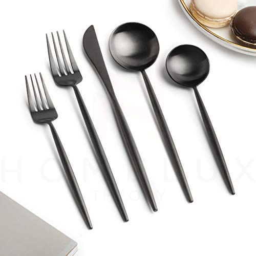 Homelux Theory 18/10 Matte Black Silverware Set Stainless Steel Black