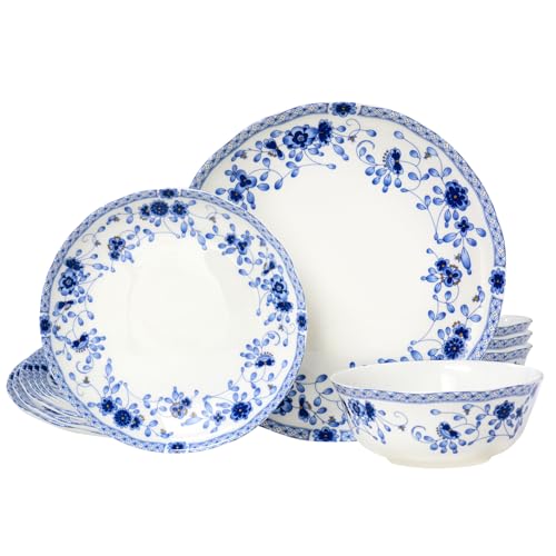 LE POTOCIO 12Piece Bone China Dinnerware Set, Porcelain Dinnerware Set