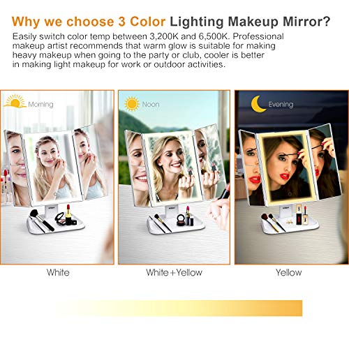 Makeup Mirror Vanity Mirror with Lights 3 Color Lighting Modes 72 LED