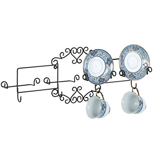 Metal Wall Mounted Plate Display Rack for Tea Coffee Cup & Saucer Sets