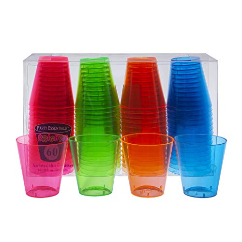 Party Essentials Hard Plastic 2Ounce Shot/Shooter Glasses, Pack of 60