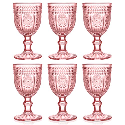 Pink Wine Glasses set of 6 pink goblets the perfect pink stemware for