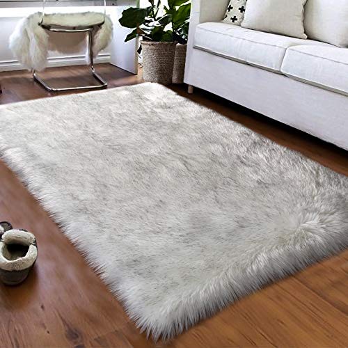 Softlife Fluffy Faux Fur Sheepskin Rugs Luxurious Wool Area Rug for Kids Room Bedroom Bedside