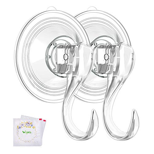 VIS'V Wreath Hanger, Large Clear Reusable Heavy Duty Wreath Hanger Suction Cup with Wipes 22 LB